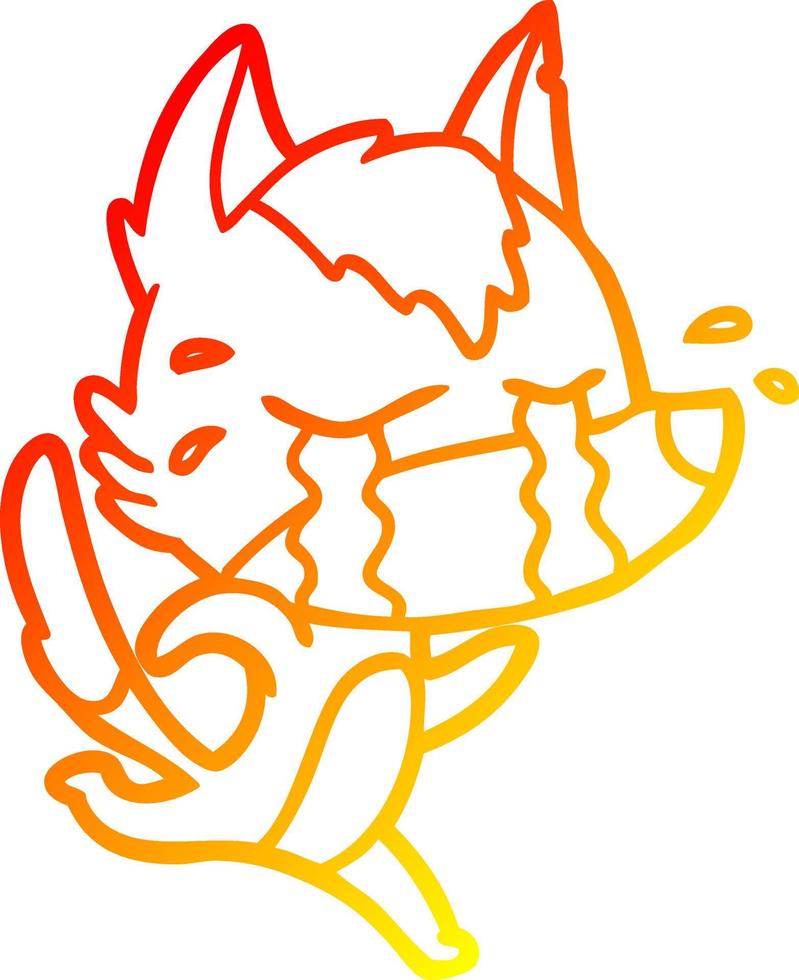 warm gradient line drawing cartoon crying wolf vector