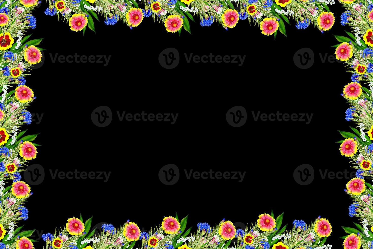 Bouquet of colorful flowers of Gaillardia. delicate flowers isolated on black background photo