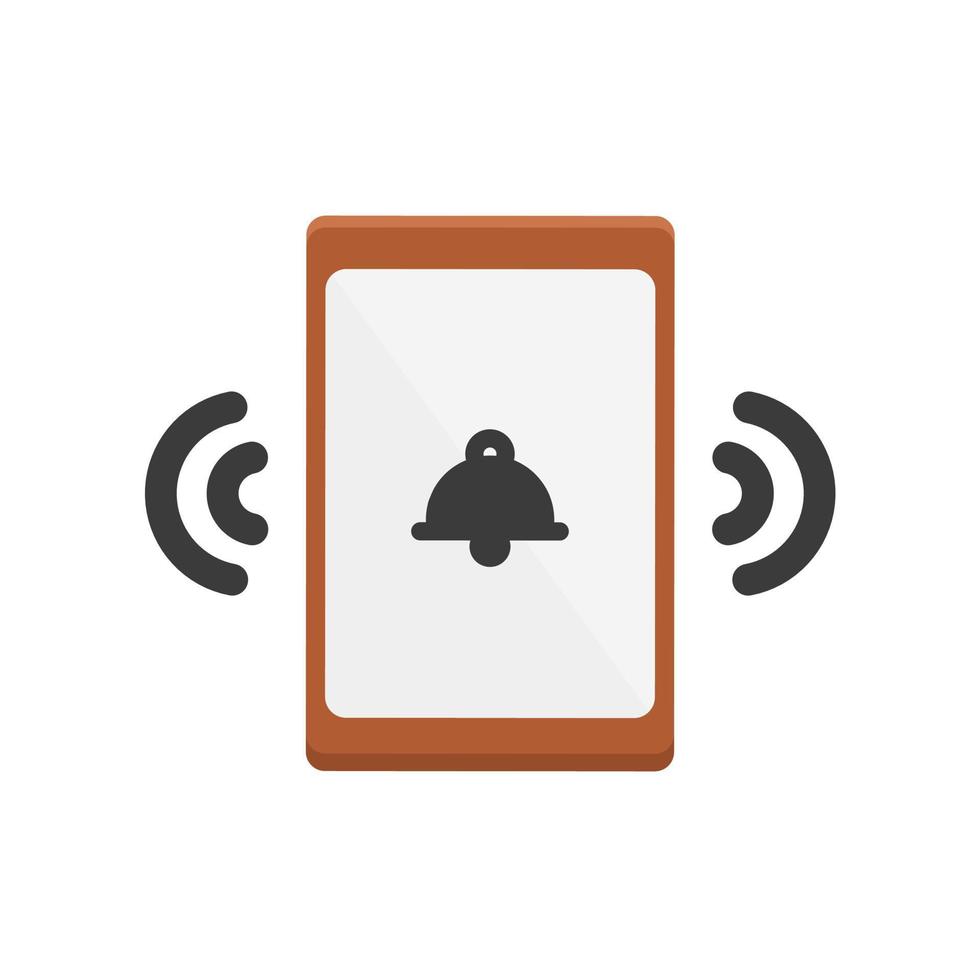 flat icon illustration of a mobile phone ringing with a bell sign on the screen vector