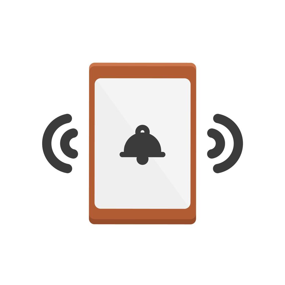 ilustración de icono plano de un teléfono móvil que suena con un signo de campana en la pantalla vector