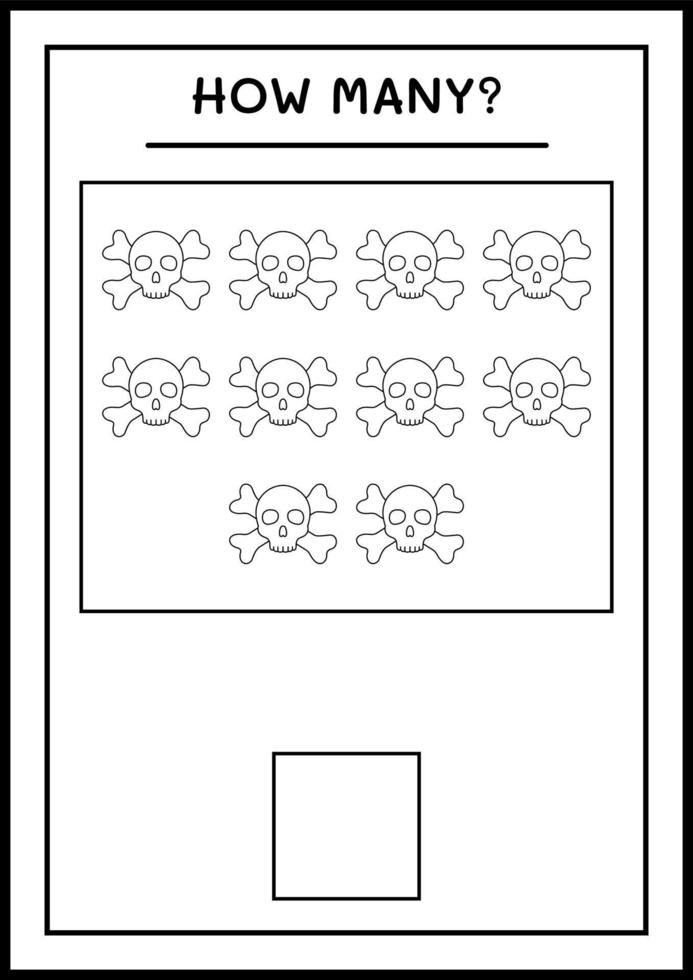 cuantas calaveras, juego para niños. ilustración vectorial, hoja de cálculo imprimible vector