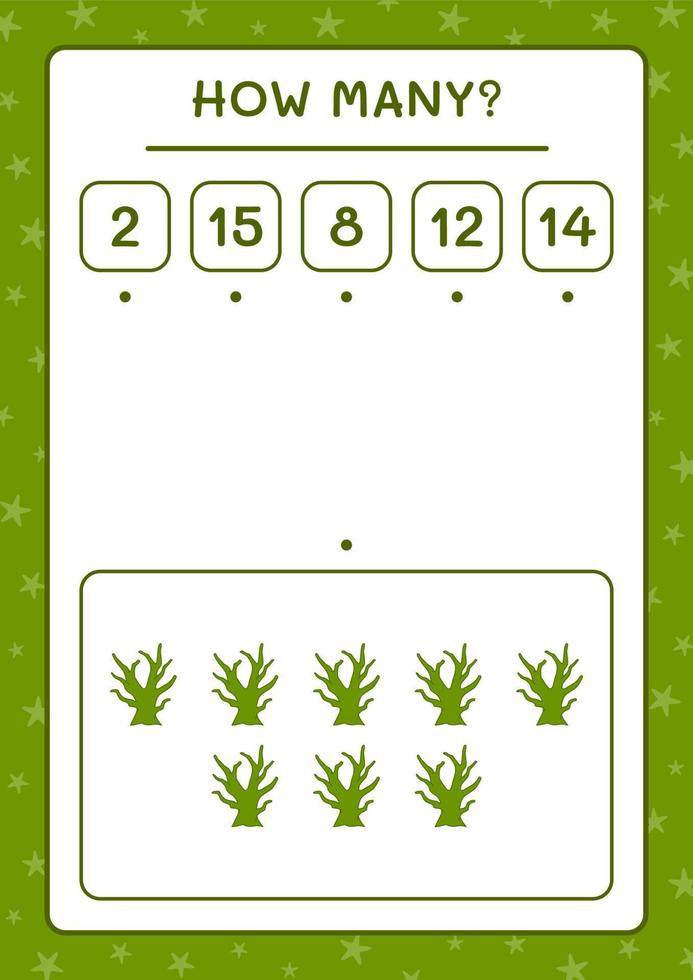 How many Dead Tree, game for children. Vector illustration, printable worksheet