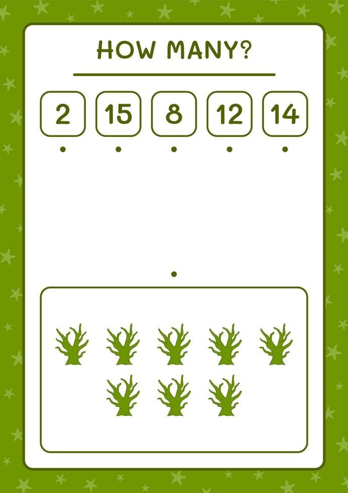 cuantos arboles muertos, juego para niños. ilustración vectorial, hoja de cálculo imprimible vector