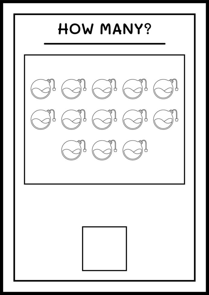 How many Potion Bottle, game for children. Vector illustration, printable worksheet