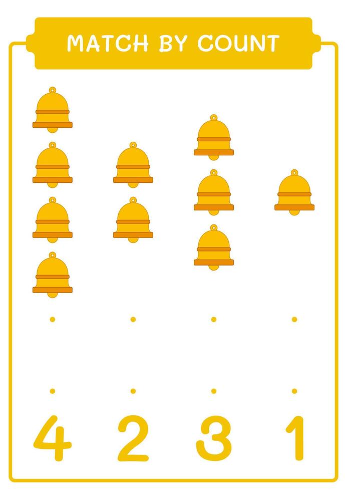 Match by count of Bell, game for children. Vector illustration, printable worksheet