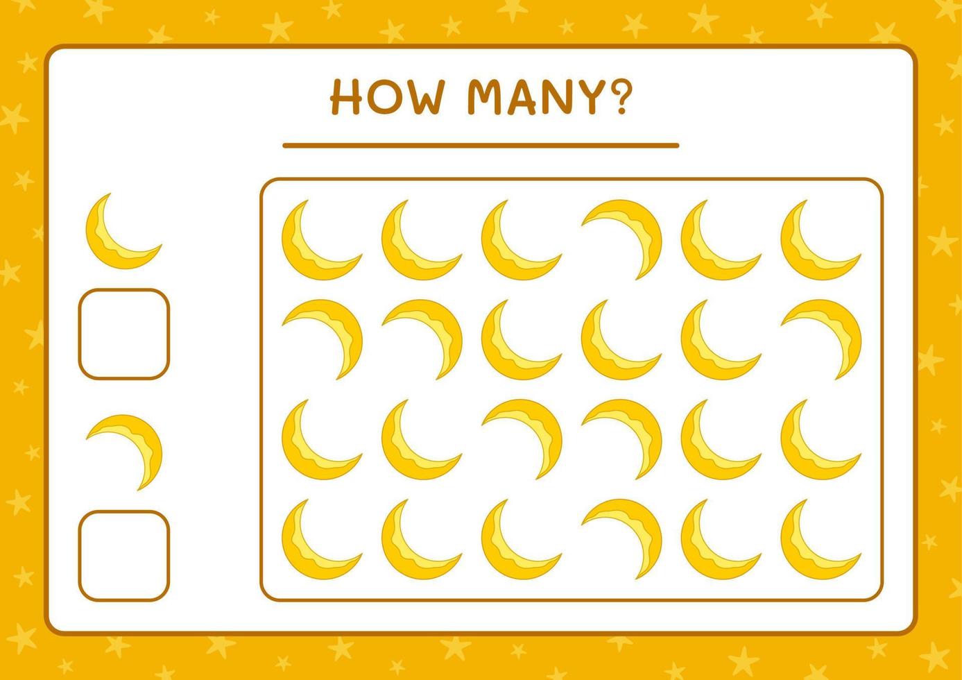 How many Moon, game for children. Vector illustration, printable worksheet