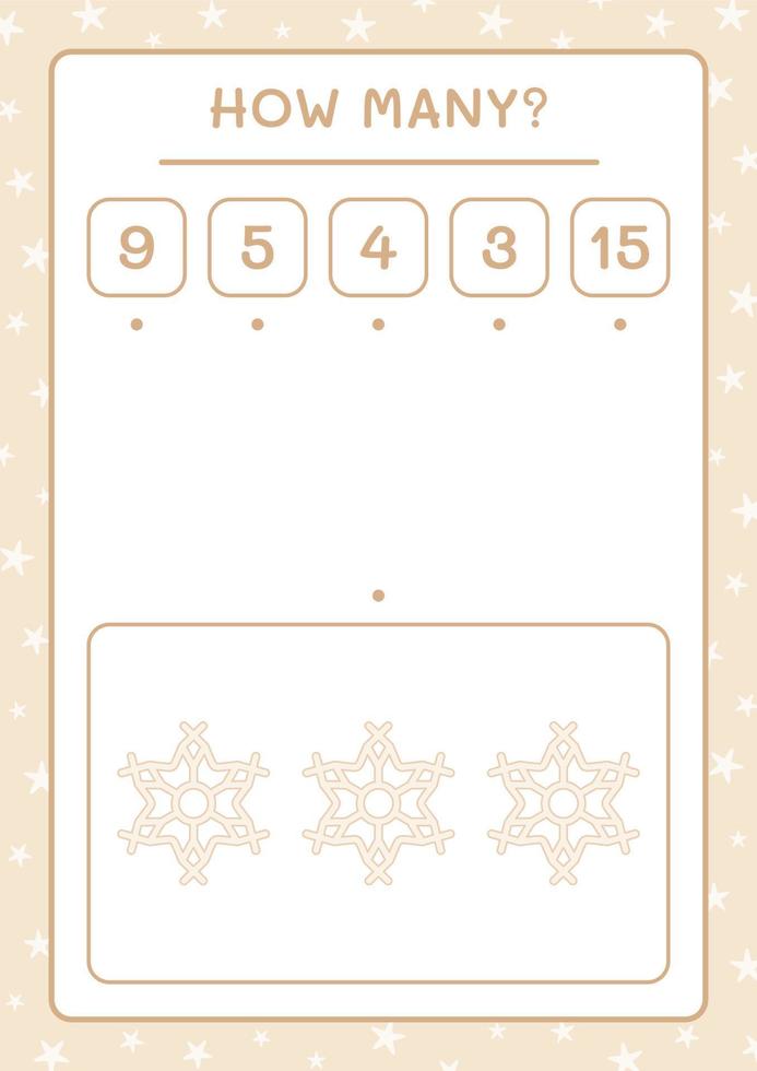 How many snowflake, game for children. Vector illustration, printable worksheet