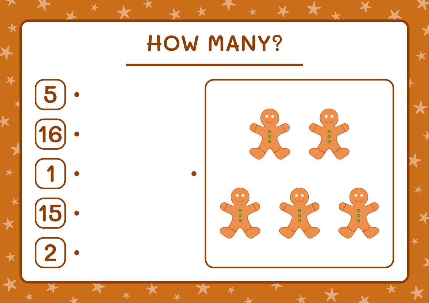 How many gingerbread cookie, game for children. Vector illustration, printable worksheet