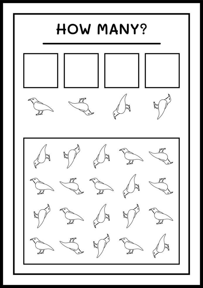 How many Raven, game for children. Vector illustration, printable worksheet