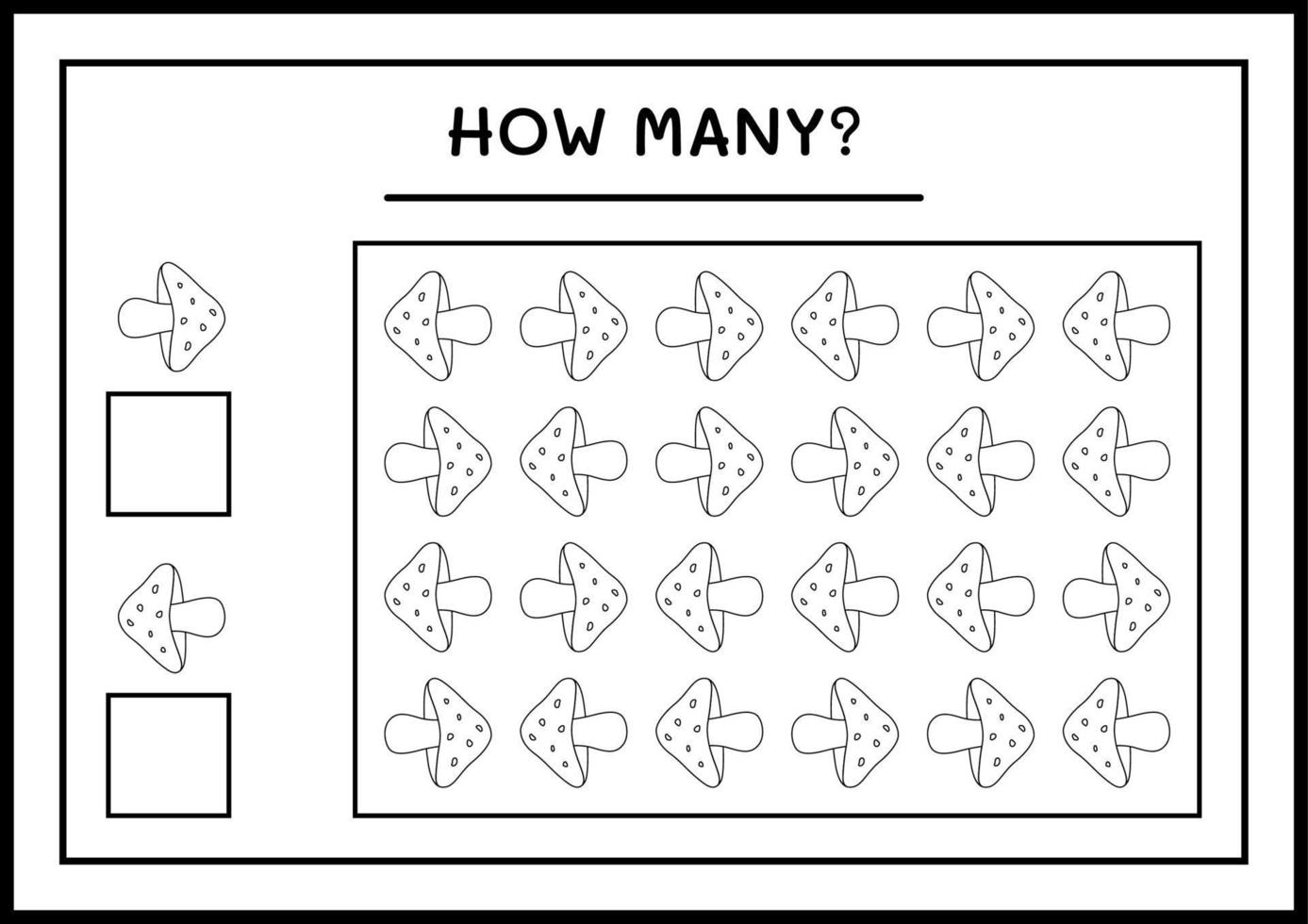 How many Mushroom, game for children. Vector illustration, printable worksheet
