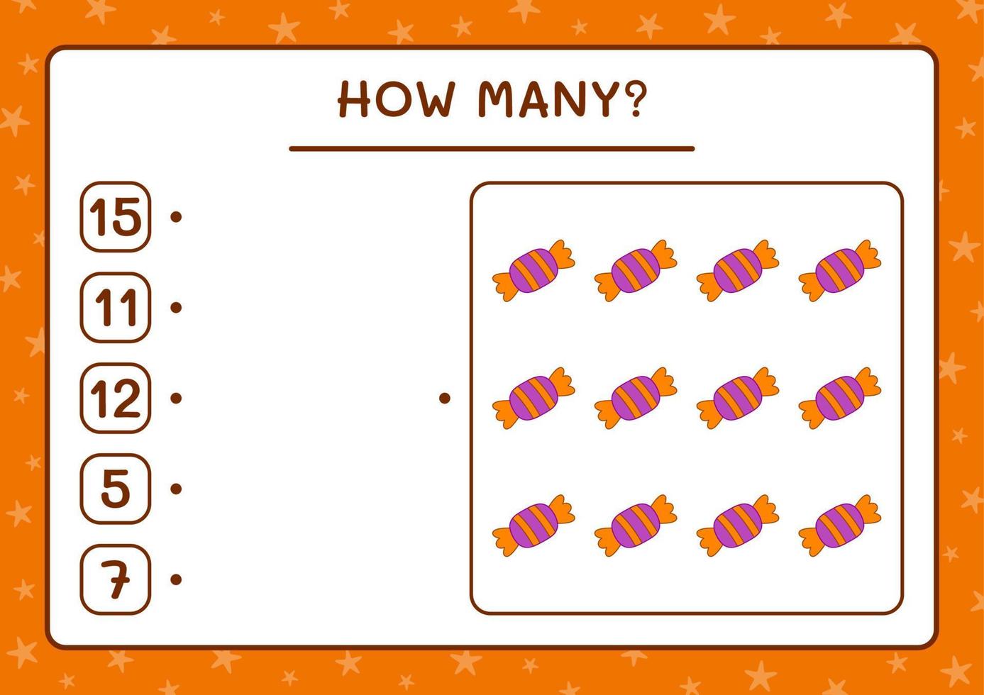 How many Candy, game for children. Vector illustration, printable worksheet