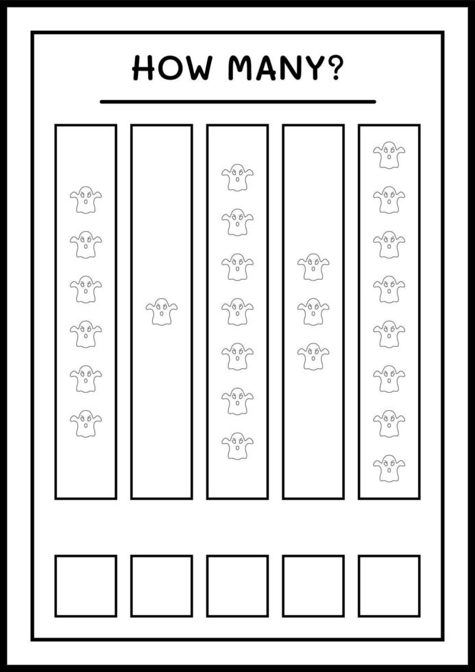 How many Ghost, game for children. Vector illustration, printable worksheet