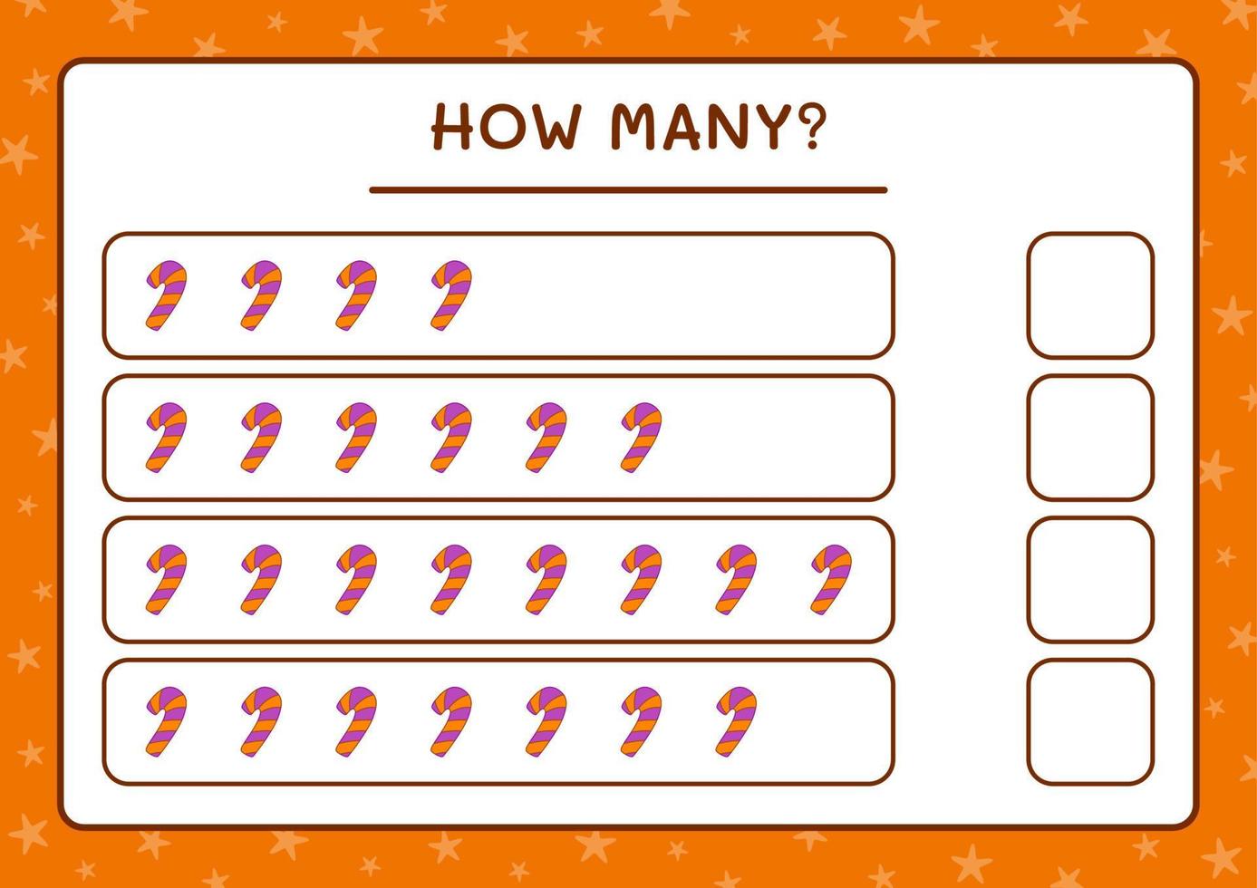 How many Candy, game for children. Vector illustration, printable worksheet