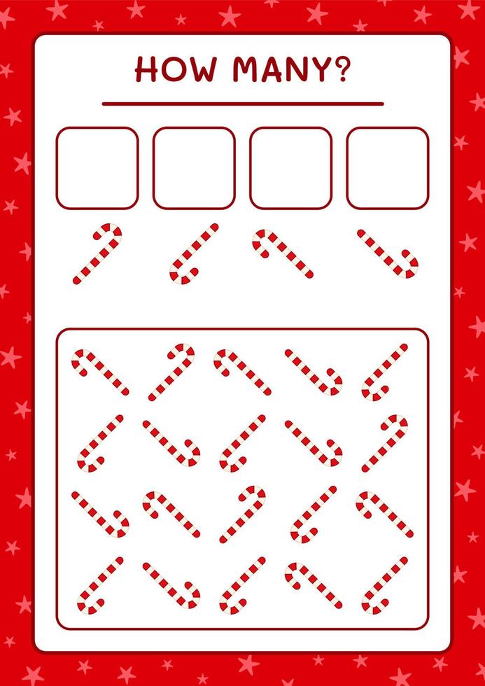 How many christmas lollipop, game for children. Vector illustration, printable worksheet