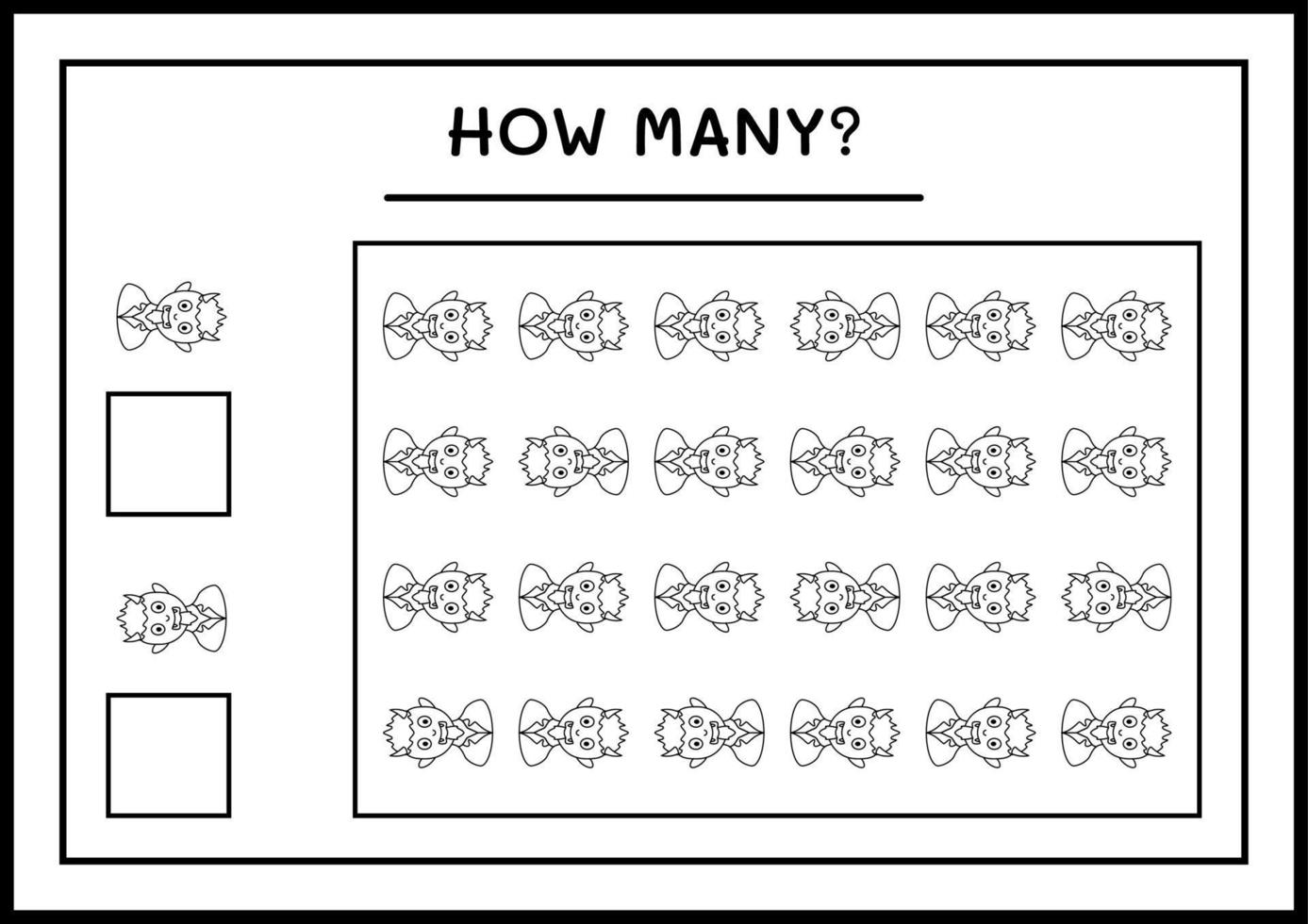 How many Devil, game for children. Vector illustration, printable worksheet