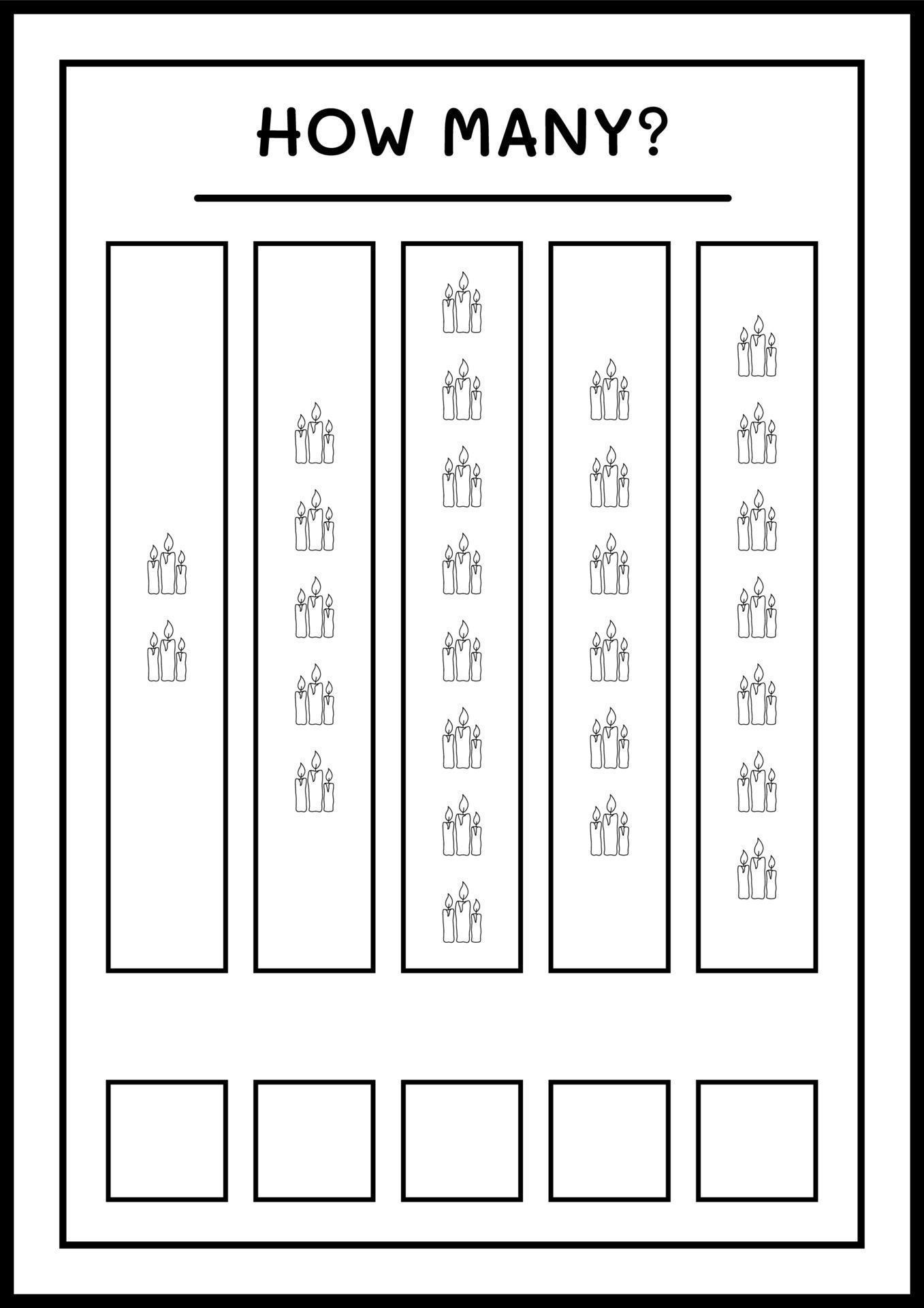 How many Candle, game for children. Vector illustration, printable