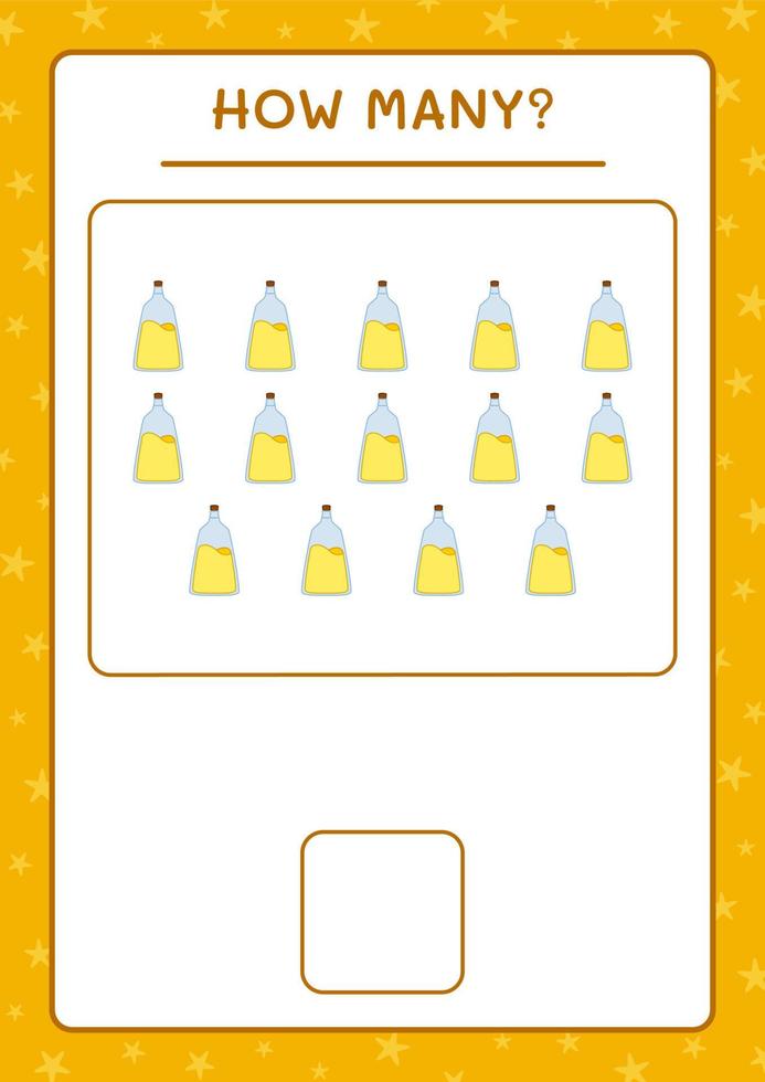 How many Potion Bottle, game for children. Vector illustration, printable worksheet