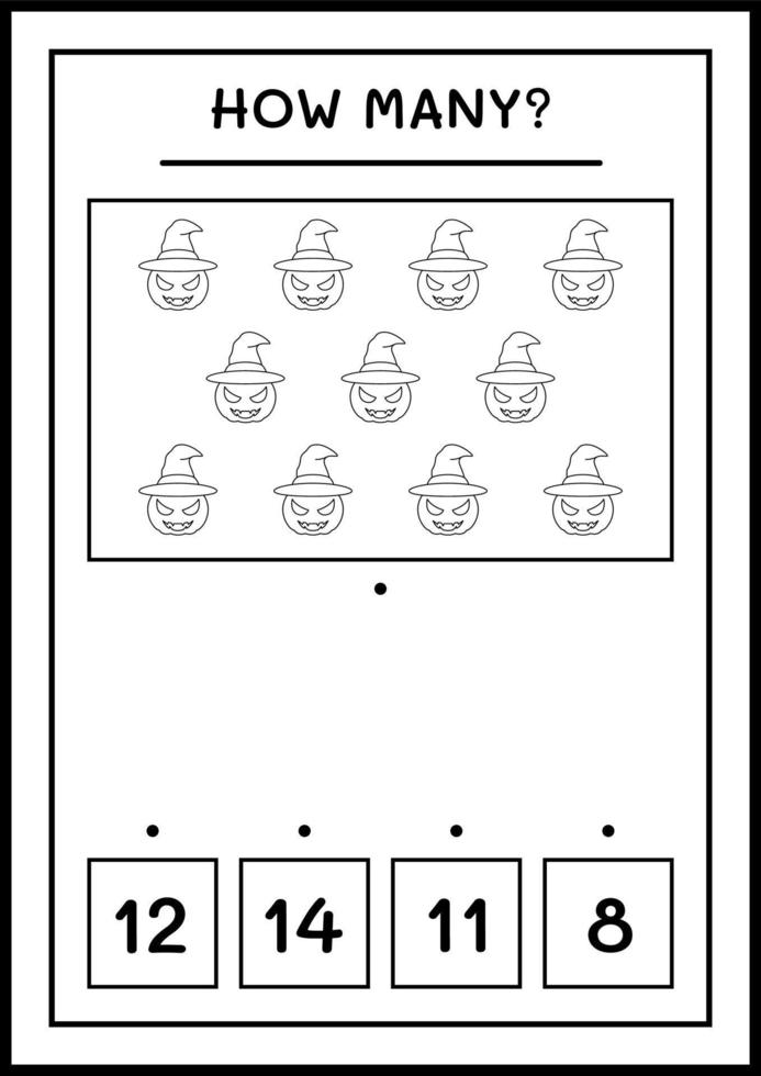cuantas calabazas, juego para niños. ilustración vectorial, hoja de cálculo imprimible vector