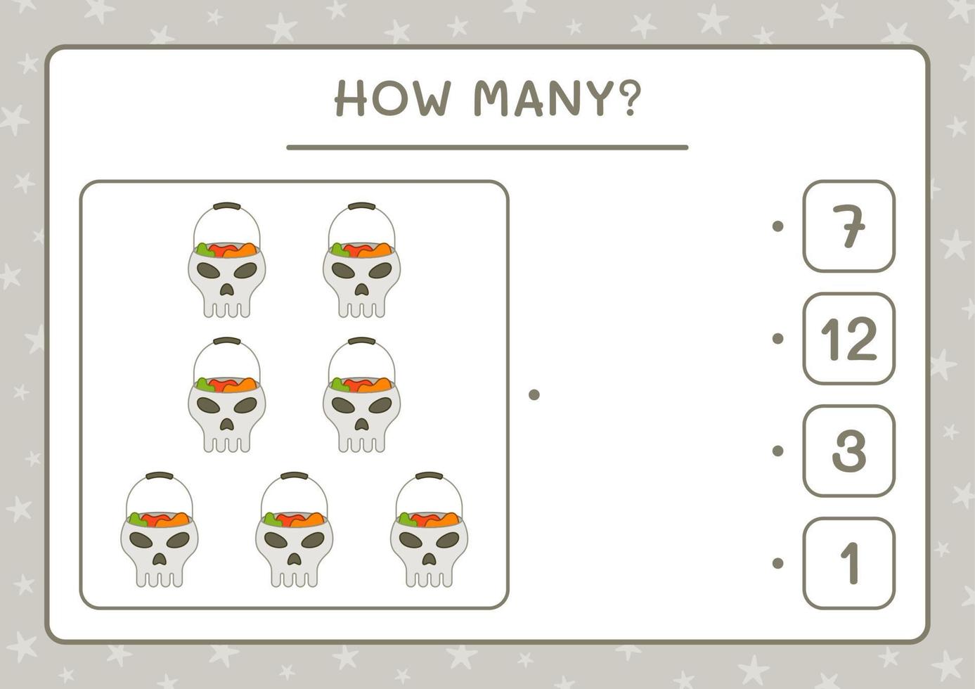 How many Skull, game for children. Vector illustration, printable worksheet
