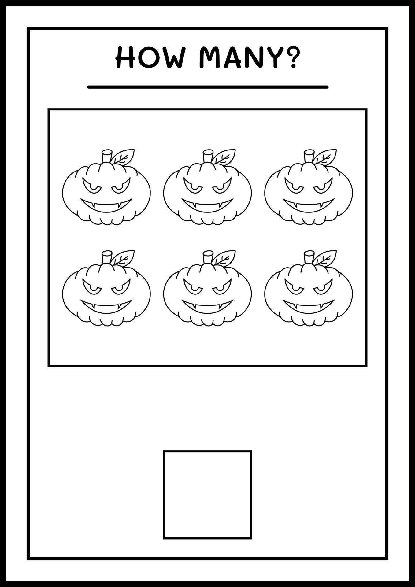 How many Pumpkin, game for children. Vector illustration, printable
