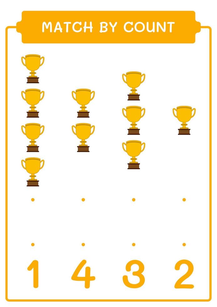 Match by count of Trophy, game for children. Vector illustration, printable worksheet