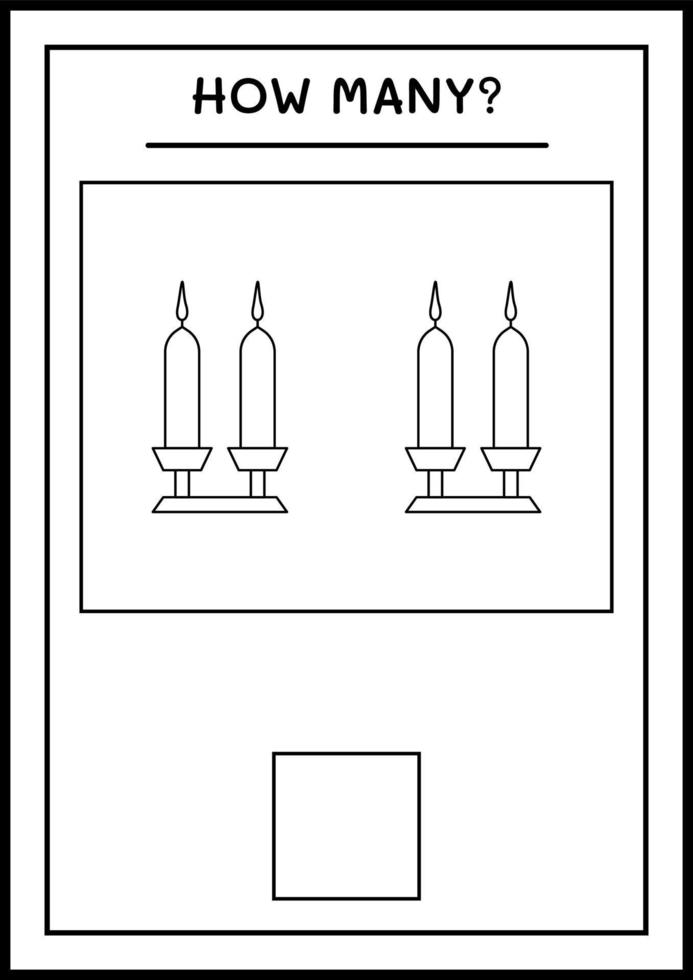 cuantas velas navideñas, juego para niños. ilustración vectorial, hoja de cálculo imprimible vector