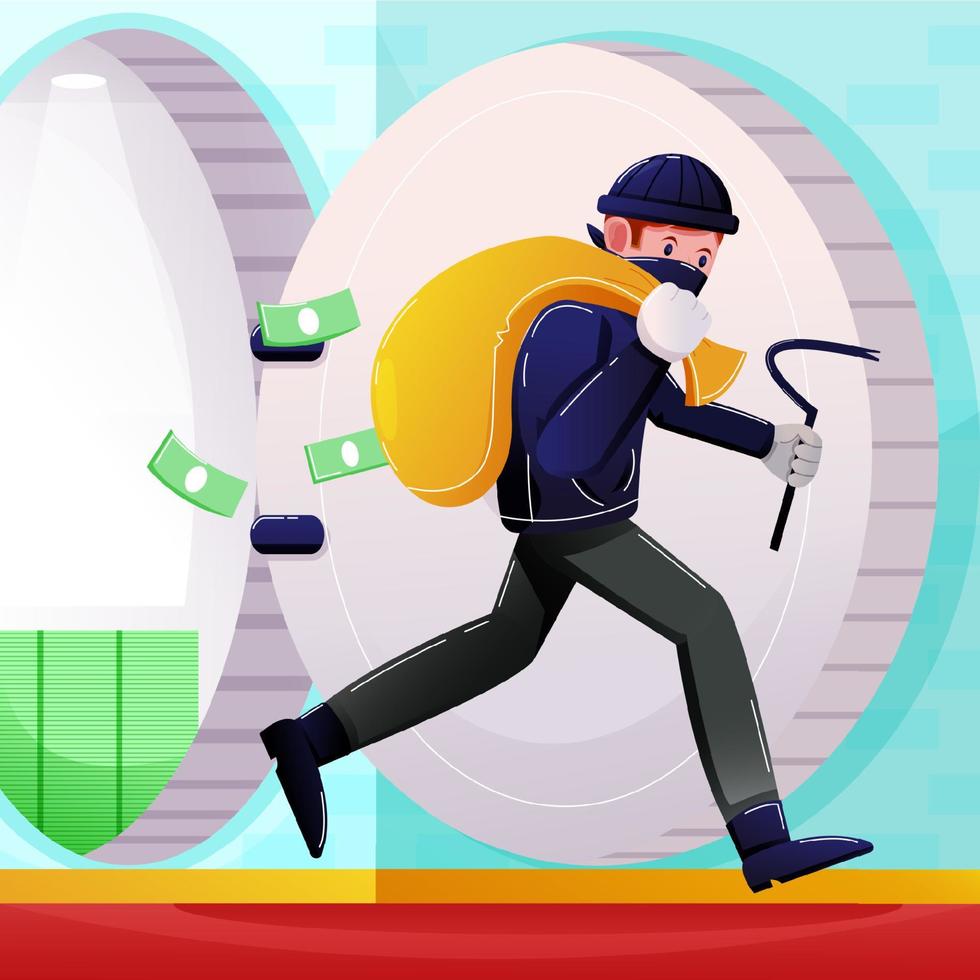 Robbing the bank, vector illustration