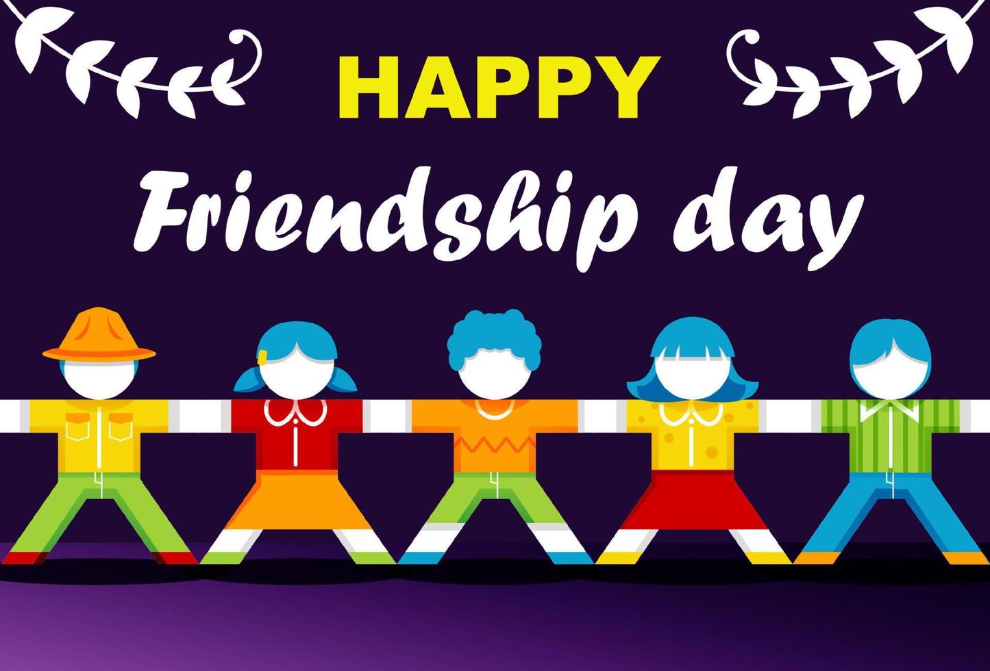 Paper cut vector illustrator. Happy Friendship Day