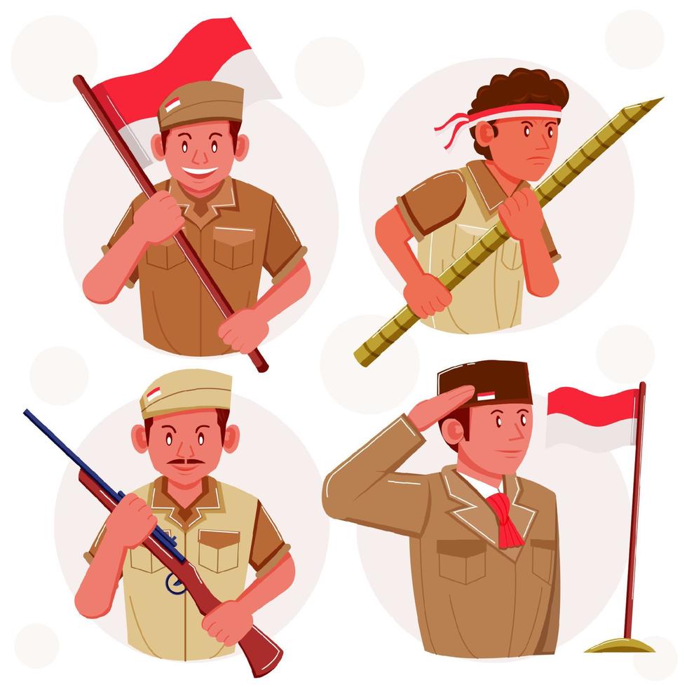 héroe de la independencia de indonesia 17 de agosto vector