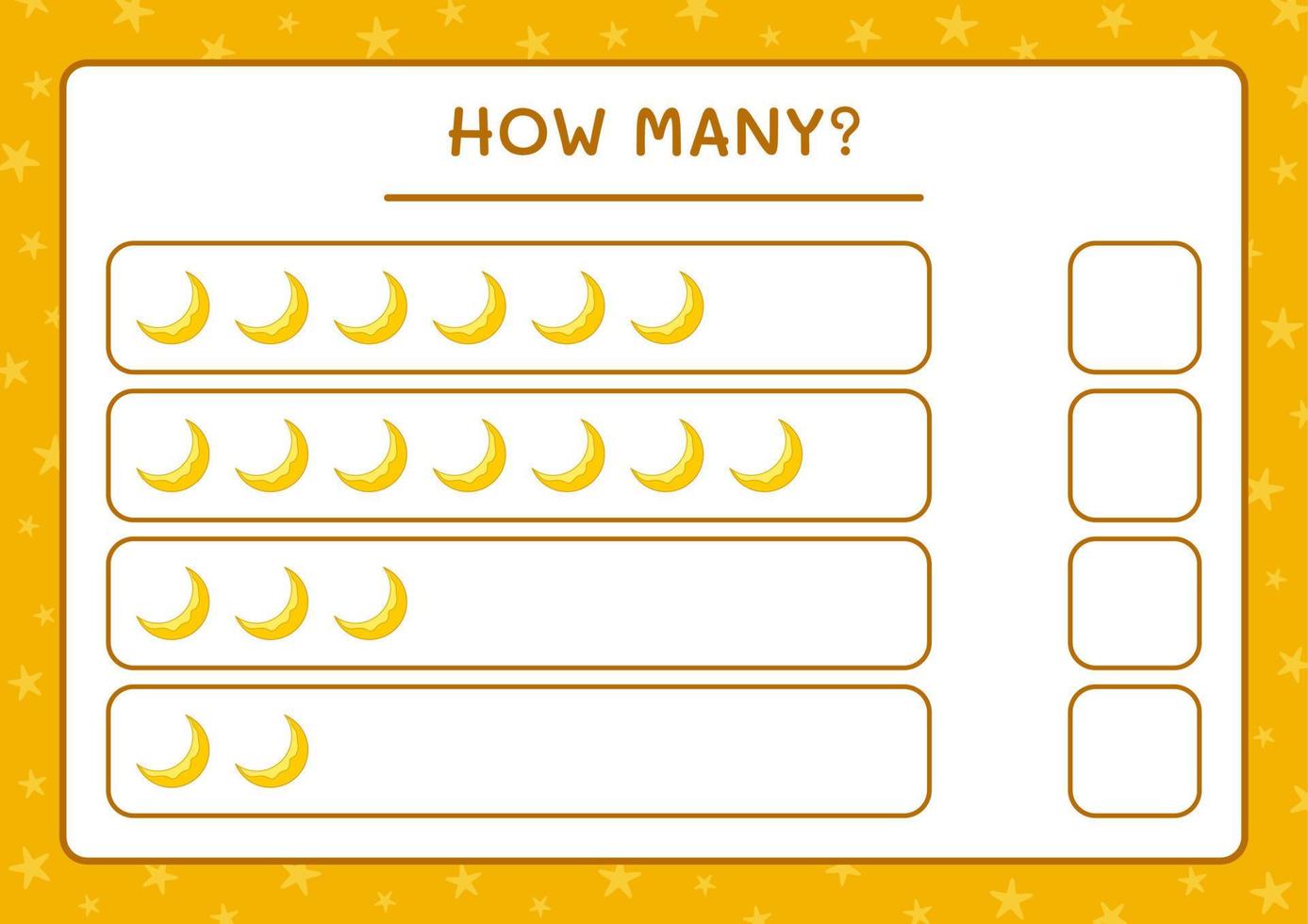 How many Moon, game for children. Vector illustration, printable worksheet