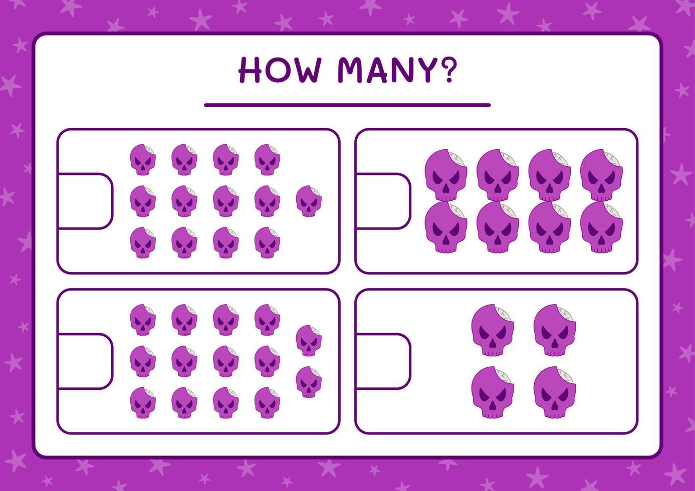 How many Skull, game for children. Vector illustration, printable worksheet