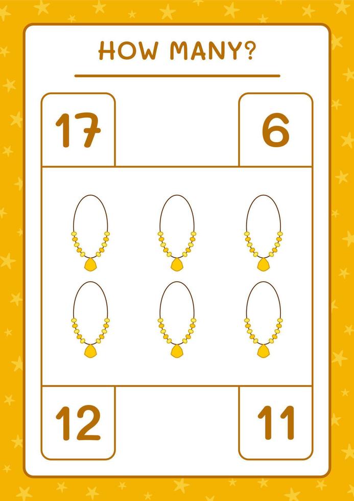 How many Pendant, game for children. Vector illustration, printable worksheet