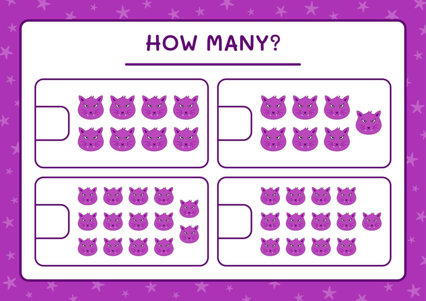 How many Cat, game for children. Vector illustration, printable worksheet