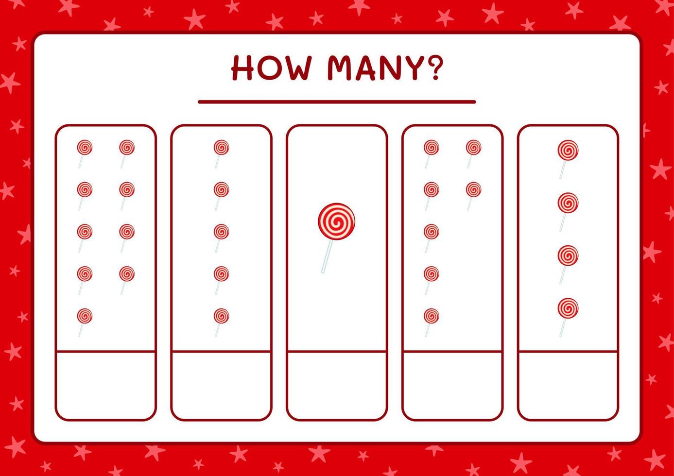 How many christmas lollipop, game for children. Vector illustration, printable worksheet