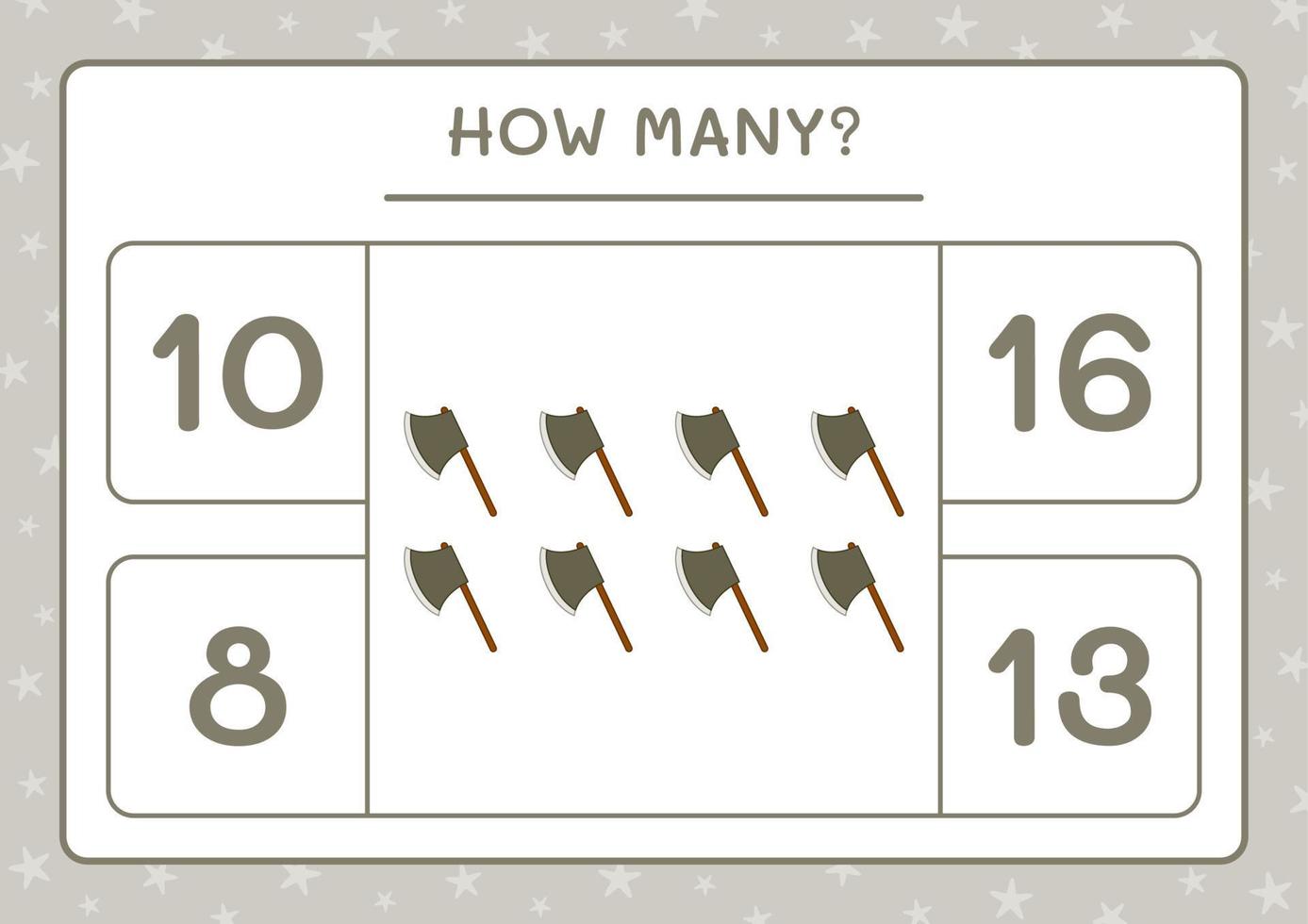 How many Ax, game for children. Vector illustration, printable worksheet
