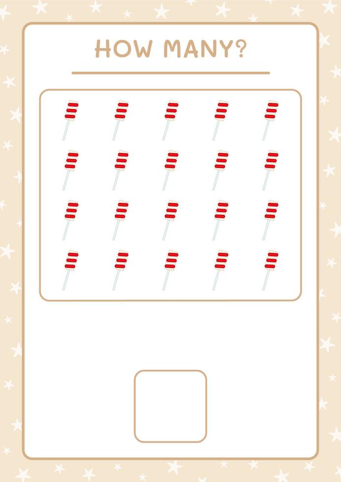 How many christmas lollipop, game for children. Vector illustration, printable worksheet