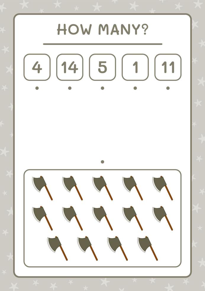 How many Ax, game for children. Vector illustration, printable worksheet