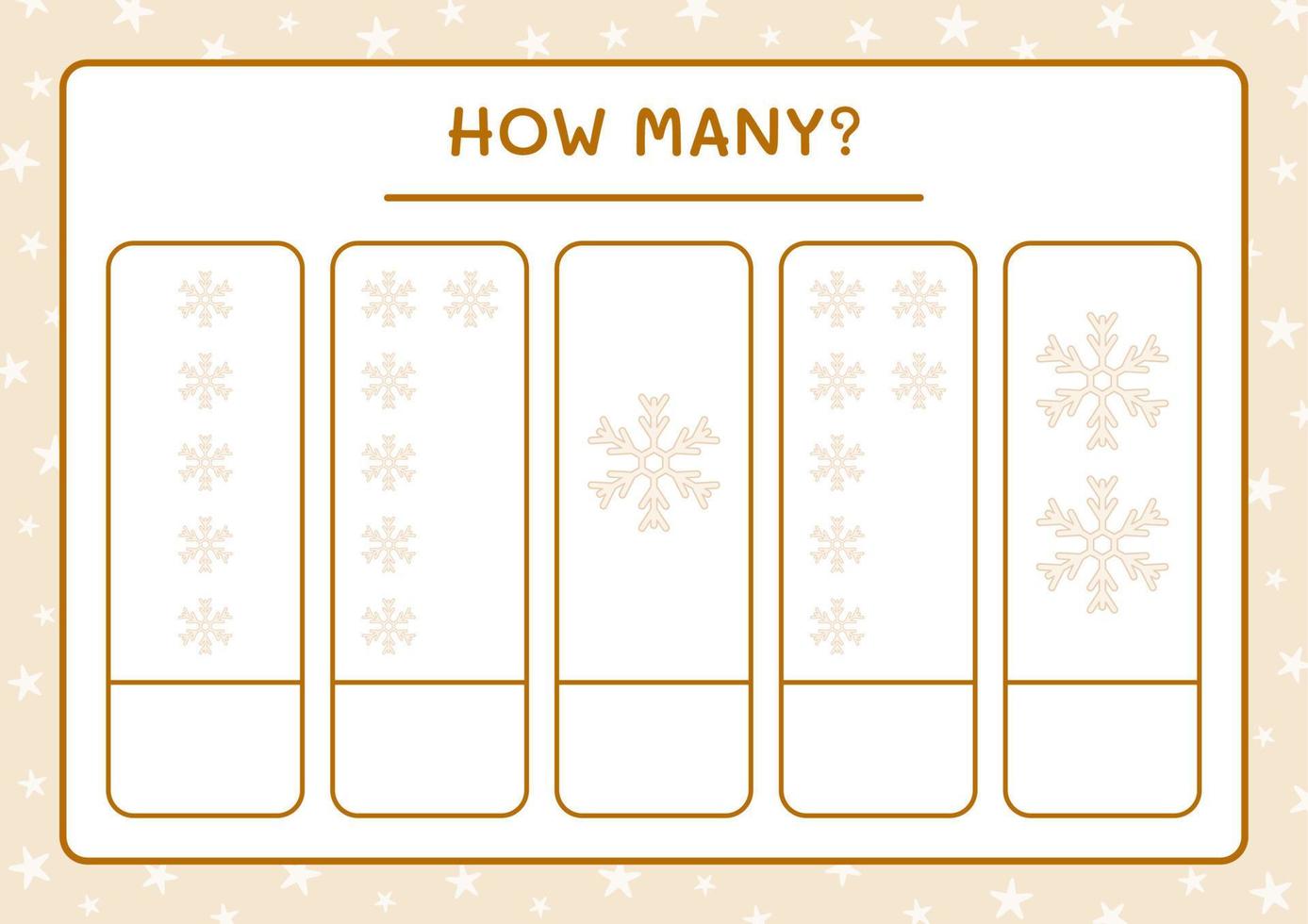 How many snowflake, game for children. Vector illustration, printable worksheet