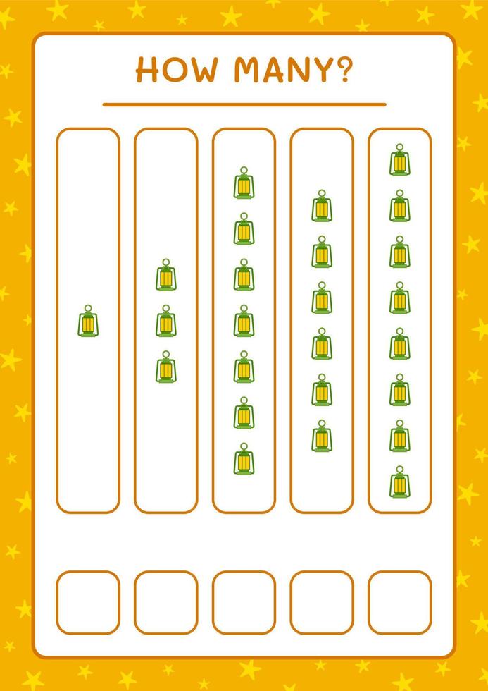 How many christmas lantern, game for children. Vector illustration, printable worksheet