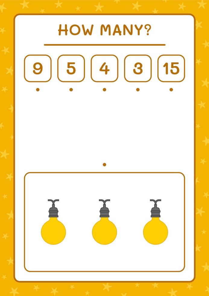 How many christmas light, game for children. Vector illustration, printable worksheet