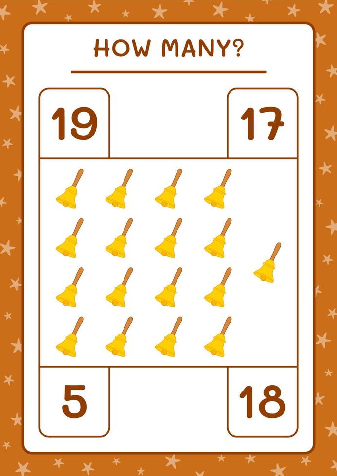 How many christmas bell, game for children. Vector illustration, printable worksheet