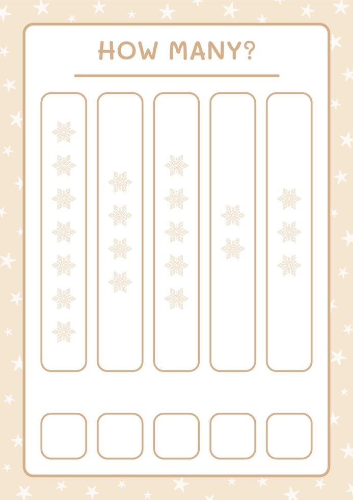 How many snowflake, game for children. Vector illustration, printable worksheet