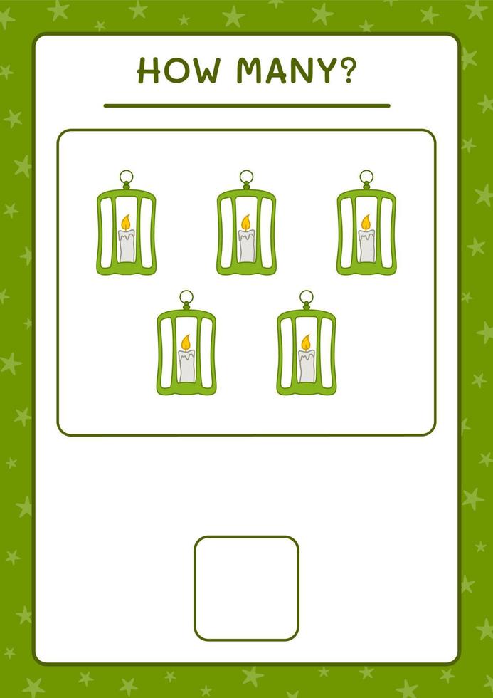 How many Lantern, game for children. Vector illustration, printable worksheet