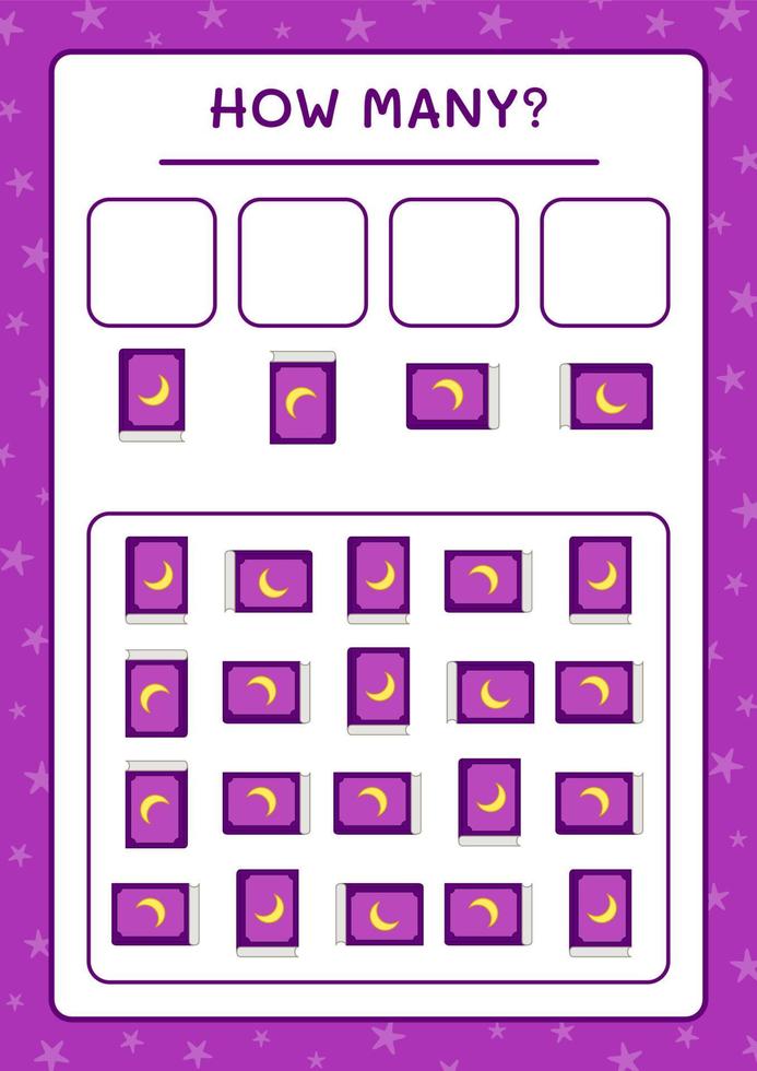 How many Book, game for children. Vector illustration, printable worksheet
