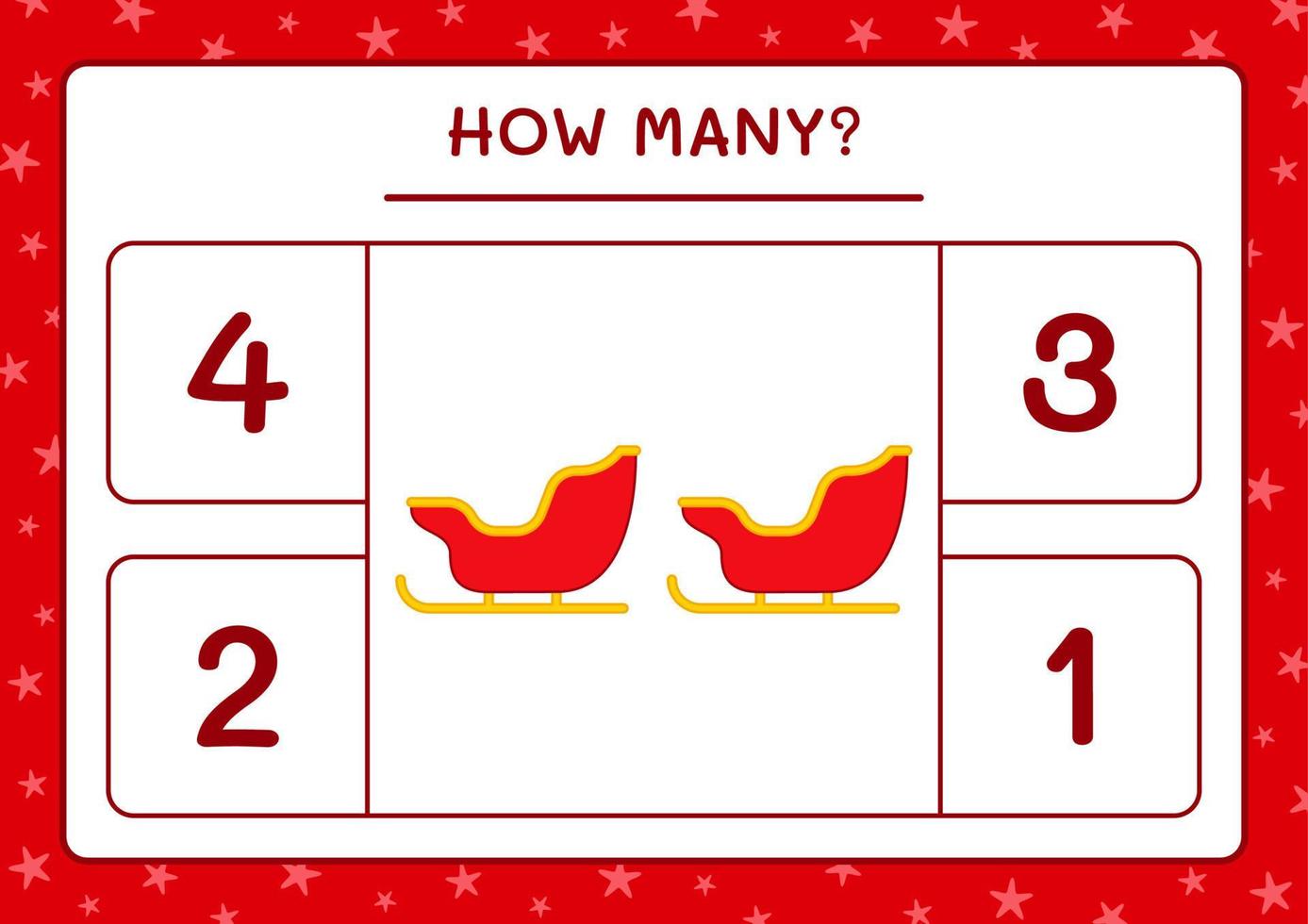 How many santa claus sleigh, game for children. Vector illustration, printable worksheet