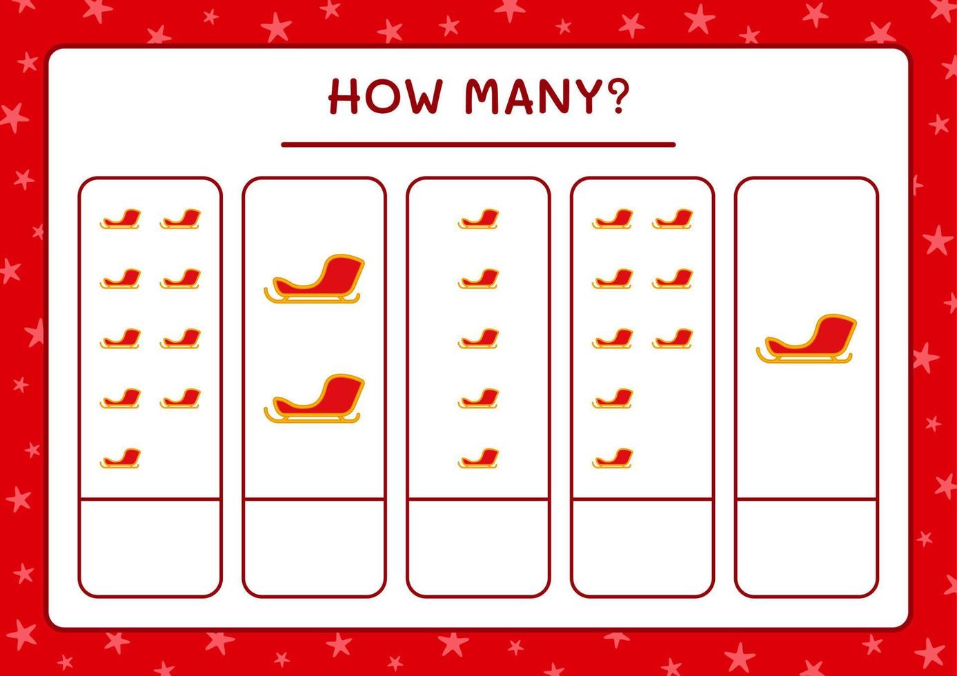 How many santa claus sleigh, game for children. Vector illustration, printable worksheet