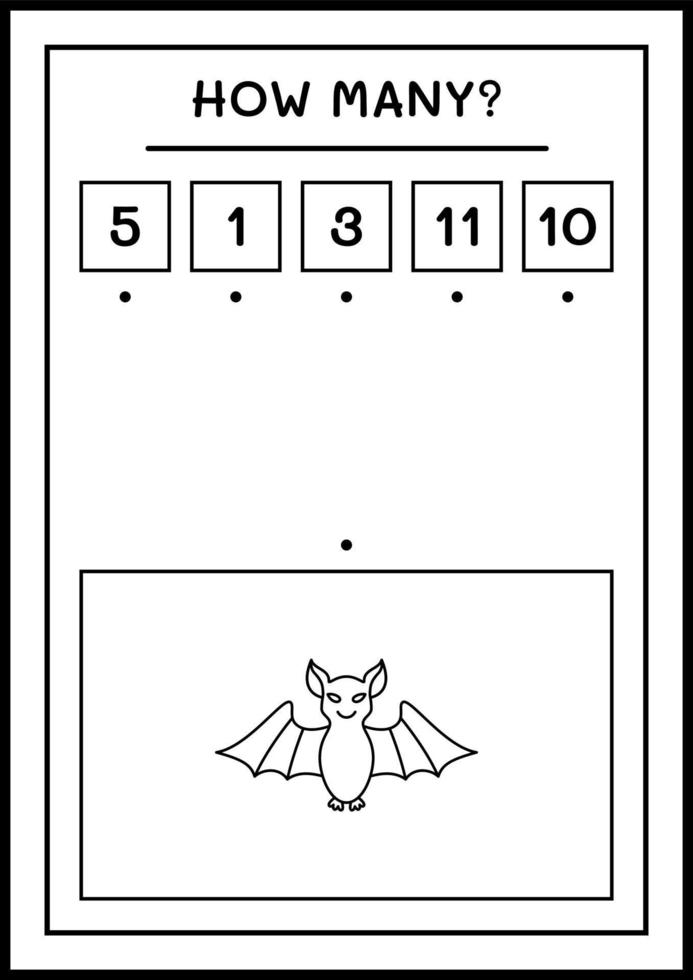 How many Bat, game for children. Vector illustration, printable worksheet