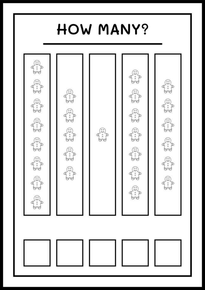 How many gingerbread cookie, game for children. Vector illustration, printable worksheet