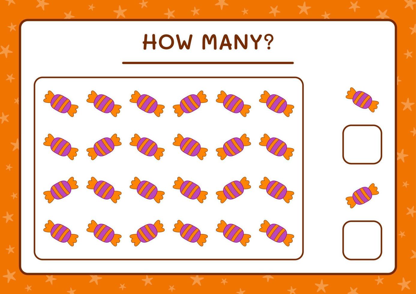 How many Candy, game for children. Vector illustration, printable worksheet