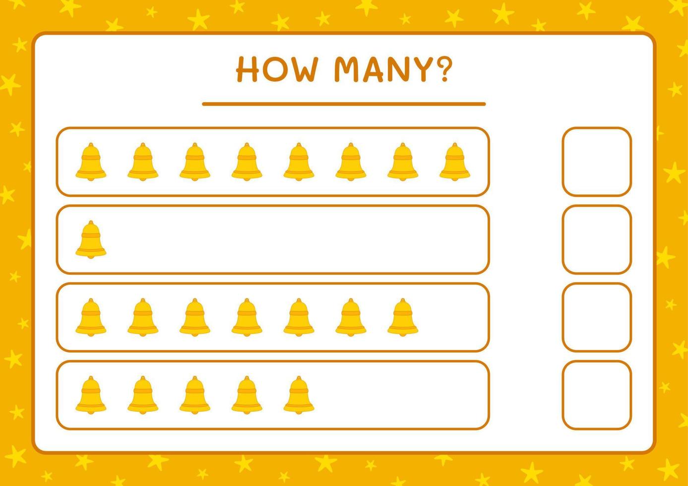 How many christmas bell, game for children. Vector illustration, printable worksheet